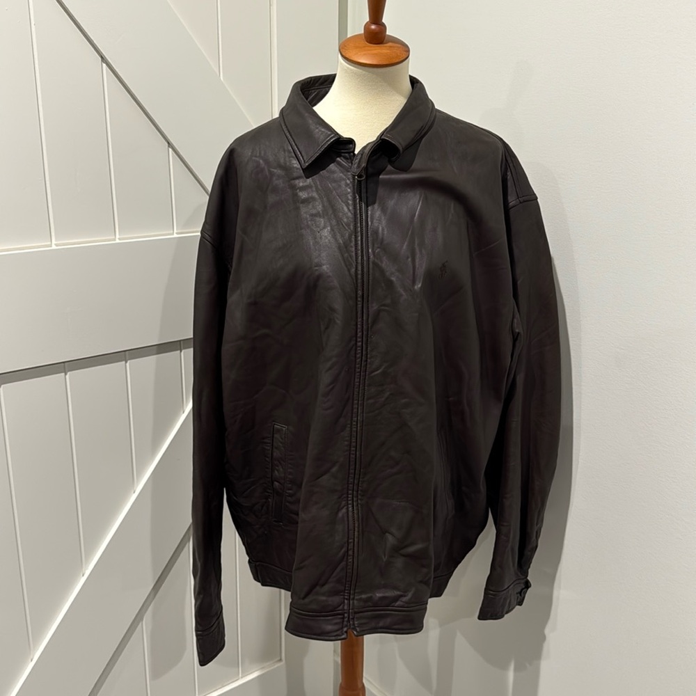 Vintage‎ Polo Ralph Lauren Leather Jacket Mens XXL Brown